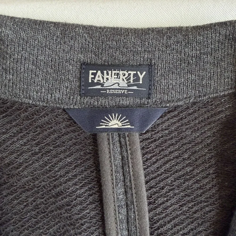 $228 Faherty SZ M Inlet 85% Cotton Knit Blazer Charcoal FLAWLESS